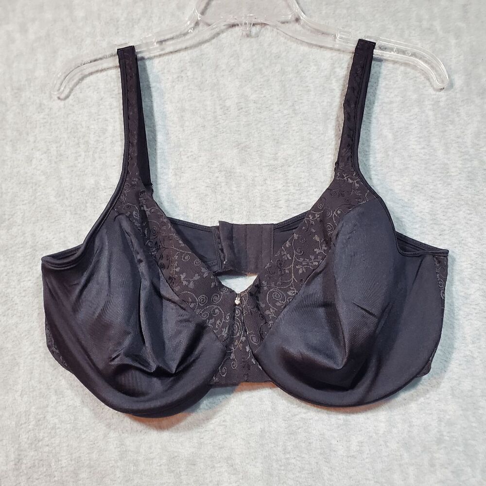 Bali Bra Womens 40 DD Black Floral Underwire Full Coverage Adjustable Straps